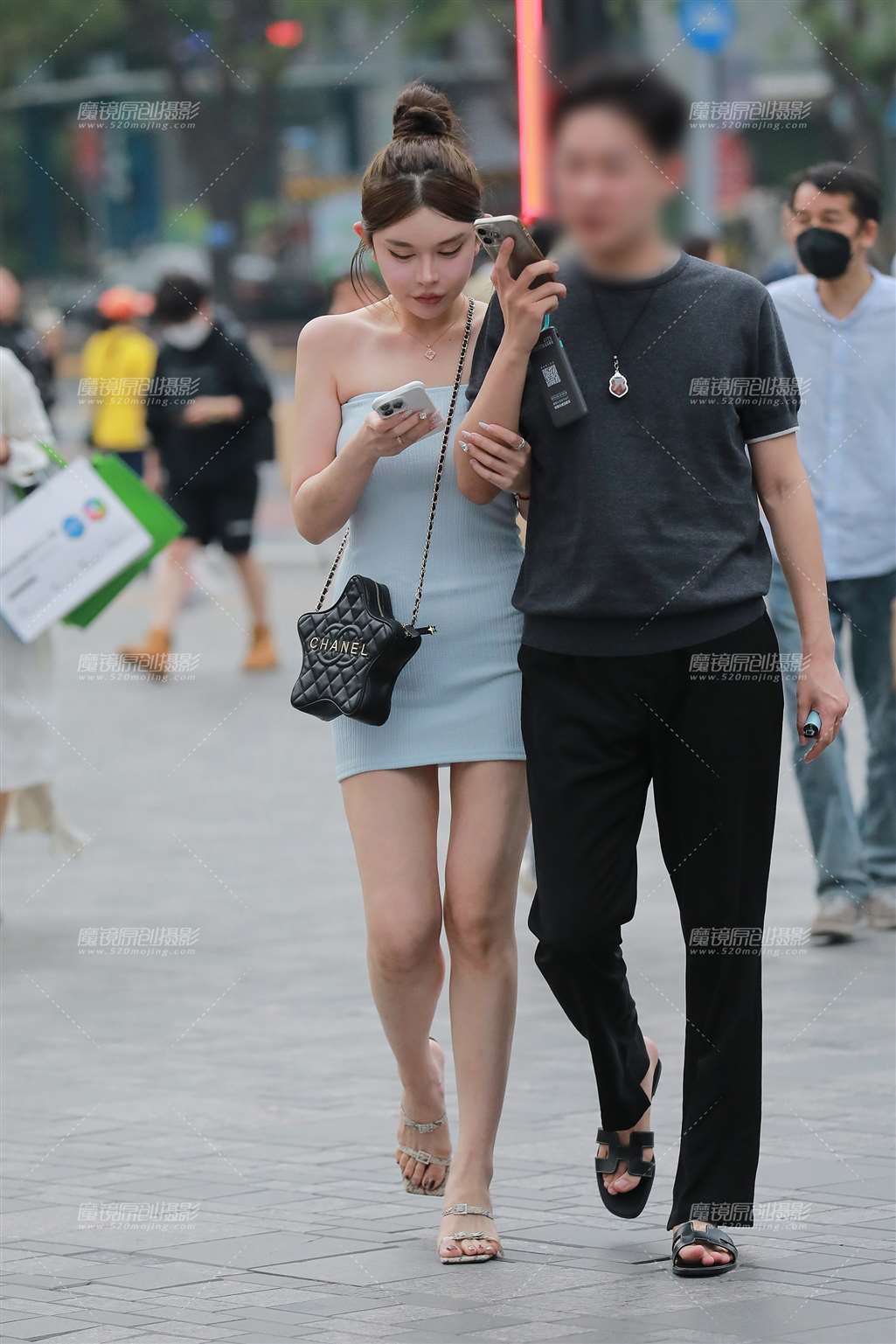 图片[3]-蓝色包臀裙美女-流行馆